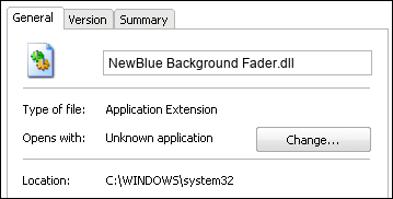 NewBlue Background Fader.dll properties